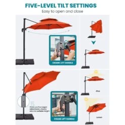 10 Ft. 2-Tier Height Adjustable Cantilever Patio Umbrella With Cover In Orange -More Furniture Store cantilever umbrellas lk9 orange 77 1000