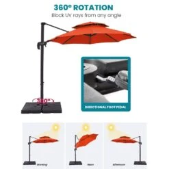 10 Ft. 2-Tier Height Adjustable Cantilever Patio Umbrella With Cover In Orange -More Furniture Store cantilever umbrellas lk9 orange a0 1000