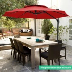 10 Ft. 2-Tier Height Adjustable Cantilever Patio Umbrella With Cover In Red -More Furniture Store cantilever umbrellas lk9 red 4f 1000