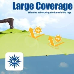 Curvy 10 Ft. Steel Large Cantilever Patio Umbrella With Cross Base In Apple Green -More Furniture Store cantilever umbrellas s 10xjs agreen 1f 1000