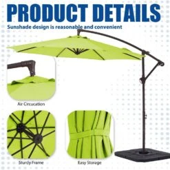 Curvy 10 Ft. Steel Large Cantilever Patio Umbrella With Cross Base In Apple Green -More Furniture Store cantilever umbrellas s 10xjs agreen c3 1000