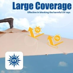 Curvy 10 Ft. Steel Large Cantilever Patio Umbrella With Cross Base In Beige -More Furniture Store cantilever umbrellas s 10xjs beige 1f 1000