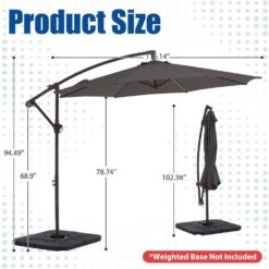 Curvy 10 Ft. Steel Large Cantilever Patio Umbrella With Cross Base In Gray -More Furniture Store cantilever umbrellas s 10xjs gray 44 1000