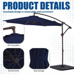 Curvy 10 Ft. Steel Large Cantilever Patio Umbrella With Cross Base In Navy -More Furniture Store cantilever umbrellas s 10xjs navy c3 1000