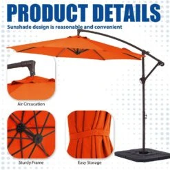 Curvy 10 Ft. Steel Large Cantilever Patio Umbrella With Cross Base In Orange -More Furniture Store cantilever umbrellas s 10xjs orange c3 1000