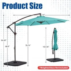 Curvy 10 Ft. Steel Large Cantilever Patio Umbrella With Cross Base In Peacock Blue -More Furniture Store cantilever umbrellas s 10xjs pblue 44 1000