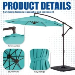 Curvy 10 Ft. Steel Large Cantilever Patio Umbrella With Cross Base In Peacock Blue -More Furniture Store cantilever umbrellas s 10xjs pblue c3 1000