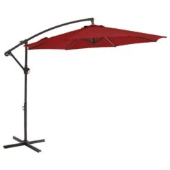 Curvy 10 Ft. Steel Large Cantilever Patio Umbrella With Cross Base In Red -More Furniture Store cantilever umbrellas s 10xjs red 40 1000