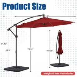 Curvy 10 Ft. Steel Large Cantilever Patio Umbrella With Cross Base In Red -More Furniture Store cantilever umbrellas s 10xjs red 44 1000