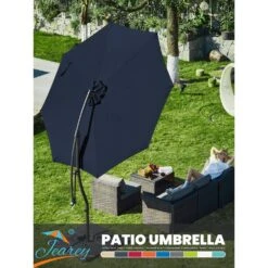 Curvy 11 Ft. Steel Large Cantilever Patio Umbrella With Sandbag And Cross Base In Navy -More Furniture Store cantilever umbrellas s 11xjs navy 31 1000