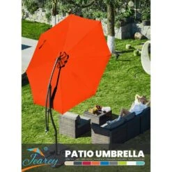 Curvy 11 Ft. Steel Large Cantilever Patio Umbrella With Sandbag And Cross Base In Orange -More Furniture Store cantilever umbrellas s 11xjs orange 31 1000