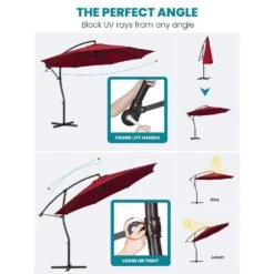 Curvy 11 Ft. Steel Large Cantilever Patio Umbrella With Sandbag And Cross Base In Red -More Furniture Store cantilever umbrellas s 11xjs red 77 1000