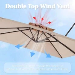 9 Ft. X 9 Ft. Aluminum Square Cantilever Patio Umbrella With Weighted Base In Beige -More Furniture Store cantilever umbrellas s 9x9xjs be 44 1000