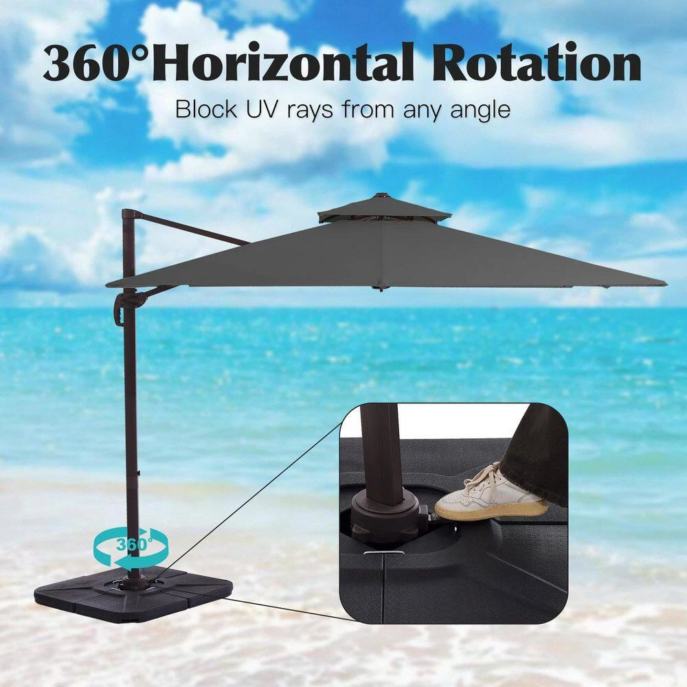 9 Ft. X 9 Ft. Aluminum Square Cantilever Patio Umbrella With Weighted Base In Gray 5 9 Ft. X 9 Ft. Aluminum Square Cantilever Patio Umbrella With Weighted Base In Gray - Image 5