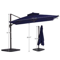 9 Ft. X 9 Ft. Aluminum Square Cantilever Patio Umbrella With Weighted Base In Navy 15 9 Ft. X 9 Ft. Aluminum Square Cantilever Patio Umbrella With Weighted Base In Navy -More Furniture Store cantilever umbrellas s 9x9xjs ny fa 1000