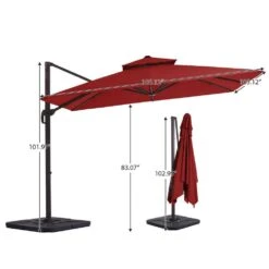 9 Ft. X 9 Ft. Aluminum Square Cantilever Patio Umbrella With Weighted Base In Red -More Furniture Store cantilever umbrellas s 9x9xjs rd 44 1000