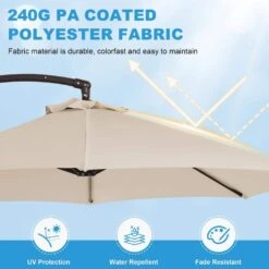 10 Ft. L Outdoor Aluminum Curvy Cantilever Offset Hanging Patio Umbrella With Sandbag Base And Cover In Beige -More Furniture Store cantilever umbrellas tjwt10 beige fa 1000