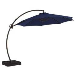 10 Ft. L Outdoor Aluminum Curvy Cantilever Offset Hanging Patio Umbrella With Sandbag Base And Cover In Navy -More Furniture Store cantilever umbrellas tjwt10 navy a0 1000