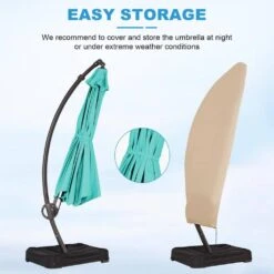 10 Ft. Aluminum Cantilever Offset Hanging Patio Umbrella With Sandbag Base And Cover In Peacock Blue -More Furniture Store cantilever umbrellas tjwt10 pblue 40 1000