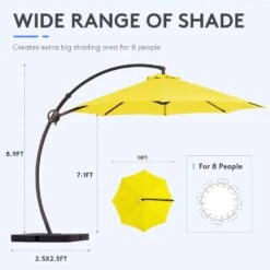 10 Ft. L Outdoor Aluminum Curvy Cantilever Umbrella Offset Hanging Patio Umbrella With Sandbag And Cover In Yellow -More Furniture Store cantilever umbrellas tjwt10 ye 4f 1000