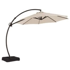 11 Ft. L Outdoor Aluminum Curvy Cantilever Offset Hanging Patio Umbrella With Sandbag Base And Cover In Beige -More Furniture Store cantilever umbrellas tjwt11 beige a0 1000