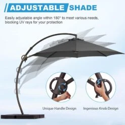 11 Ft. L Outdoor Aluminum Curvy Cantilever Offset Hanging Patio Umbrella With Sandbag Base And Cover In Gray 17 11 Ft. L Outdoor Aluminum Curvy Cantilever Offset Hanging Patio Umbrella With Sandbag Base And Cover In Gray -More Furniture Store cantilever umbrellas tjwt11 gray 44 1000