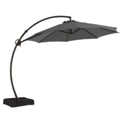 11 Ft. L Outdoor Aluminum Curvy Cantilever Offset Hanging Patio Umbrella With Sandbag Base And Cover In Gray 12 11 Ft. L Outdoor Aluminum Curvy Cantilever Offset Hanging Patio Umbrella With Sandbag Base And Cover In Gray -More Furniture Store cantilever umbrellas tjwt11 gray a0 1000