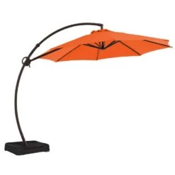 11 Ft. Large Outdoor Aluminum Curvy Cantilever Offset Hanging Patio Umbrella With Sandbag Base And Cover In Orange -More Furniture Store cantilever umbrellas tjwt11 orange a0 1000