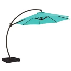 11 Ft. Aluminum Cantilever Offset Hanging Patio Umbrella With Sandbag Base And Cover In Peacock Blue -More Furniture Store cantilever umbrellas tjwt11 pblue a0 1000