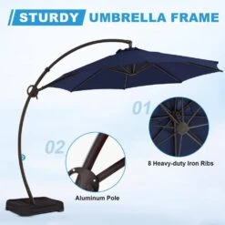 12 Ft. L Outdoor Aluminum Curvy Cantilever Offset Hanging Patio Umbrella With Sandbag Base And Cover In Navy 17 12 Ft. L Outdoor Aluminum Curvy Cantilever Offset Hanging Patio Umbrella With Sandbag Base And Cover In Navy -More Furniture Store cantilever umbrellas tjwt12 navy 44 1000