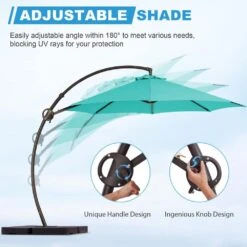12 Ft. Aluminum Cantilever Offset Hanging Patio Umbrella With Sandbag Base And Cover In Peacock Blue 16 12 Ft. Aluminum Cantilever Offset Hanging Patio Umbrella With Sandbag Base And Cover In Peacock Blue -More Furniture Store cantilever umbrellas tjwt12 pblue 1f 1000