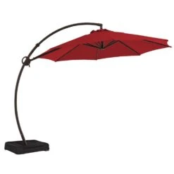 12 Ft. Large Outdoor Aluminum Curvy Cantilever Offset Hanging Patio Umbrella With Sandbag Base And Cover In Red -More Furniture Store cantilever umbrellas tjwt12 red a0 1000
