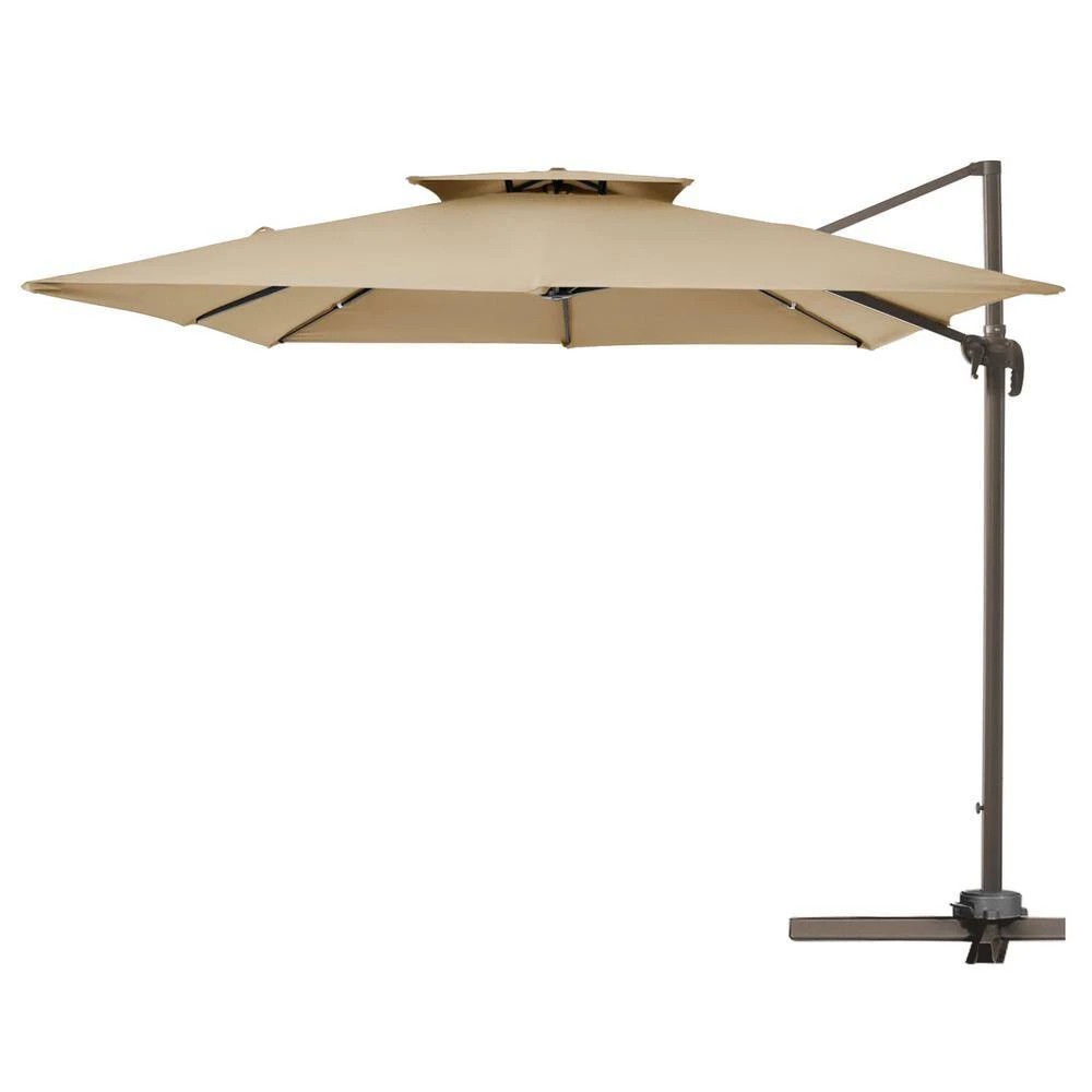 9 Ft. 360° Rotation Cantilever Patio Umbrella With Cover And Crank In Beige 2 9 Ft. 360° Rotation Cantilever Patio Umbrella With Cover And Crank In Beige - Image 2