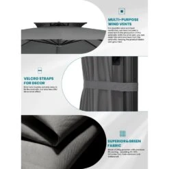 9 Ft. 360° Rotation Cantilever Patio Umbrella With Cover And Crank In Grey 12 9 Ft. 360° Rotation Cantilever Patio Umbrella With Cover And Crank In Grey -More Furniture Store cantilever umbrellas wed10 gray 44 1000