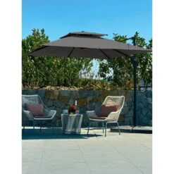 9 Ft. 360° Rotation Cantilever Patio Umbrella With Cover And Crank In Grey