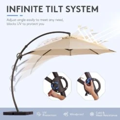11 Ft.Outdoor Cantilever Offset Umbrella Patio Umbrella With Sandbag And Cover In Beige -More Furniture Store cantilever umbrellas wts11 bg a0 1000