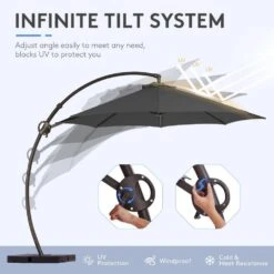 11 Ft.Outdoor Cantilever Offset Umbrella Patio Umbrella With Sandbag And Cover In Gray 10 11 Ft.Outdoor Cantilever Offset Umbrella Patio Umbrella With Sandbag And Cover In Gray -More Furniture Store cantilever umbrellas wts11 gy 40 1000