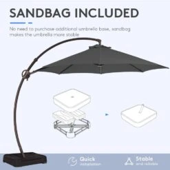 11 Ft.Outdoor Cantilever Offset Umbrella Patio Umbrella With Sandbag And Cover In Gray 12 11 Ft.Outdoor Cantilever Offset Umbrella Patio Umbrella With Sandbag And Cover In Gray -More Furniture Store cantilever umbrellas wts11 gy 77 1000