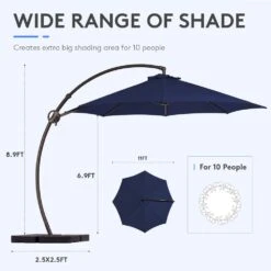 11 Ft. Outdoor Cantilever Offset Umbrella Patio Umbrella With Sandbag And Cover In Navy -More Furniture Store cantilever umbrellas wts11 nv 4f 1000