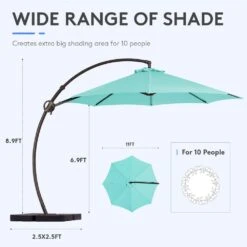 11 Ft. Outdoor Cantilever Offset Umbrella Patio Umbrella With Sandbag And Cover In Peacock Blue -More Furniture Store cantilever umbrellas wts11 pb 4f 1000