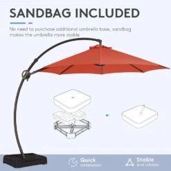 11 Ft.Outdoor Cantilever Offset Umbrella Patio Umbrella With Sandbag And Cover In Pumpkin 10 11 Ft.Outdoor Cantilever Offset Umbrella Patio Umbrella With Sandbag And Cover In Pumpkin -More Furniture Store cantilever umbrellas wts11 pp 77 1000