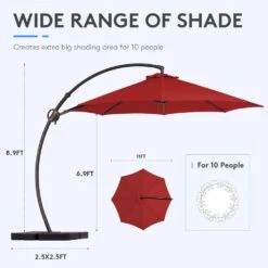 11 Ft. Outdoor Cantilever Offset Umbrella Patio Umbrella With Sandbag And Cover In Red -More Furniture Store cantilever umbrellas wts11 rd c3 1000
