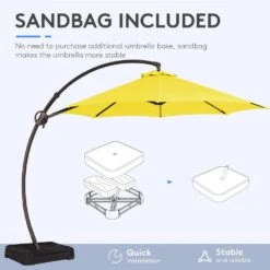 11 Ft.Outdoor Cantilever Offset Umbrella Patio Umbrella With Sandbag And Cover In Yellow 10 11 Ft.Outdoor Cantilever Offset Umbrella Patio Umbrella With Sandbag And Cover In Yellow -More Furniture Store cantilever umbrellas wts11 ye 1f 1000