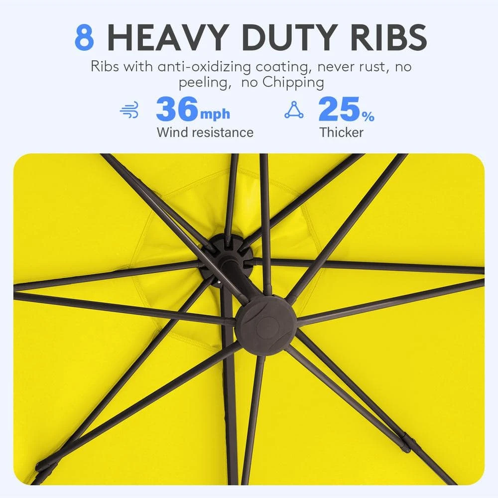 11 Ft.Outdoor Cantilever Offset Umbrella Patio Umbrella With Sandbag And Cover In Yellow 2 11 Ft.Outdoor Cantilever Offset Umbrella Patio Umbrella With Sandbag And Cover In Yellow - Image 2