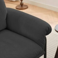 Moore Metal Carbon Ash Lambswool Soft Cushion Arm Chair For Bedroom And Living Room -More Furniture Store carbon ash jearey accent chairs mejs carbon ash 1f 1000