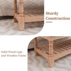 Carbon Ash Linen Upholstered Storage Nailhead Trim Bedroom Bench With Solid Wood Legs -More Furniture Store carbon ash jearey bedroom benches awcwd carbon ash 4f 1000