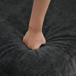 89 In. Square Arm Fabric L Shape Sectional Sofa With Chaise Lounge And Pillow In Carbon Ash -More Furniture Store carbon ash jearey sofas couches xne 1 carbon ash 76 1000