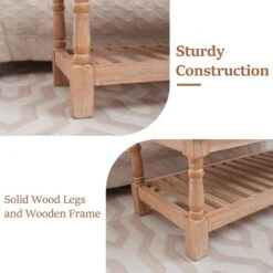 Carbon Gray Linen Upholstered Storage Nailhead Trim Bedroom Bench With Solid Wood Legs -More Furniture Store carbon gray jearey bedroom benches slswy carbon gray 44 1000