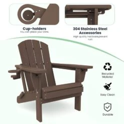 Brown Outdoor 5-Piece HDPE Plastic Patio Chat Set, 2-Adirondack Chairs With Side Table And 2-Folding Ottomans 9 Brown Outdoor 5-Piece HDPE Plastic Patio Chat Set, 2-Adirondack Chairs With Side Table And 2-Folding Ottomans -More Furniture Store chat sets cgtjy5jt br 1f 1000