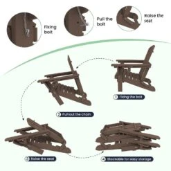 Brown Outdoor 5-Piece HDPE Plastic Patio Chat Set, 2-Adirondack Chairs With Side Table And 2-Folding Ottomans 8 Brown Outdoor 5-Piece HDPE Plastic Patio Chat Set, 2-Adirondack Chairs With Side Table And 2-Folding Ottomans -More Furniture Store chat sets cgtjy5jt br 4f 1000
